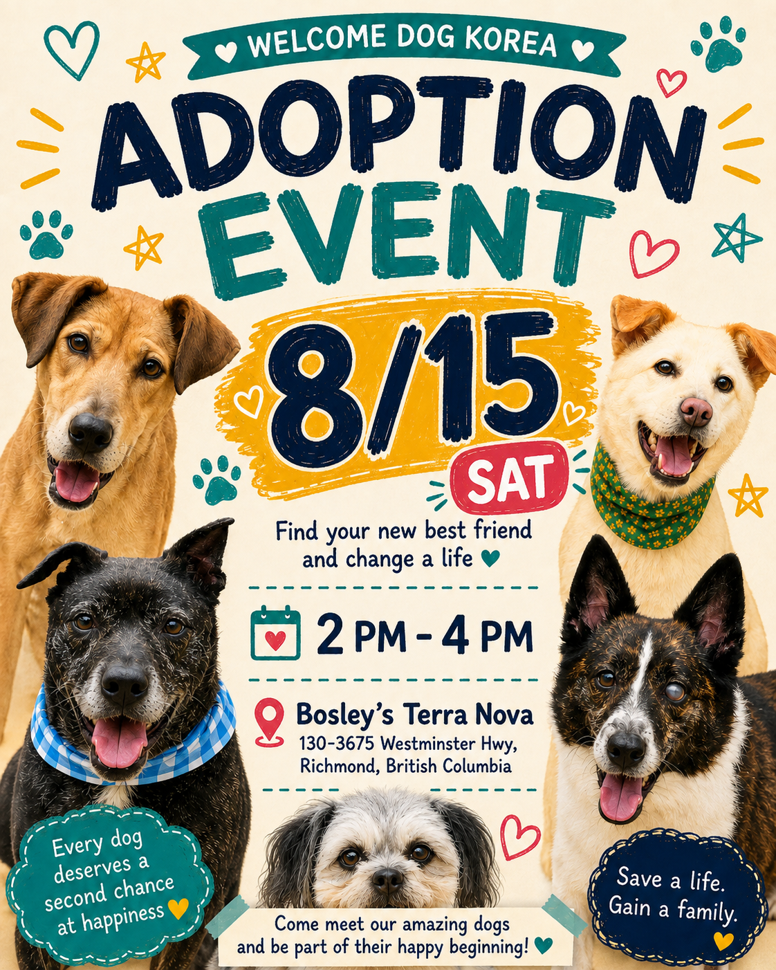 ADOPTION EVENT: AUGUST 15 at BOSLEYS TERRA NOVA