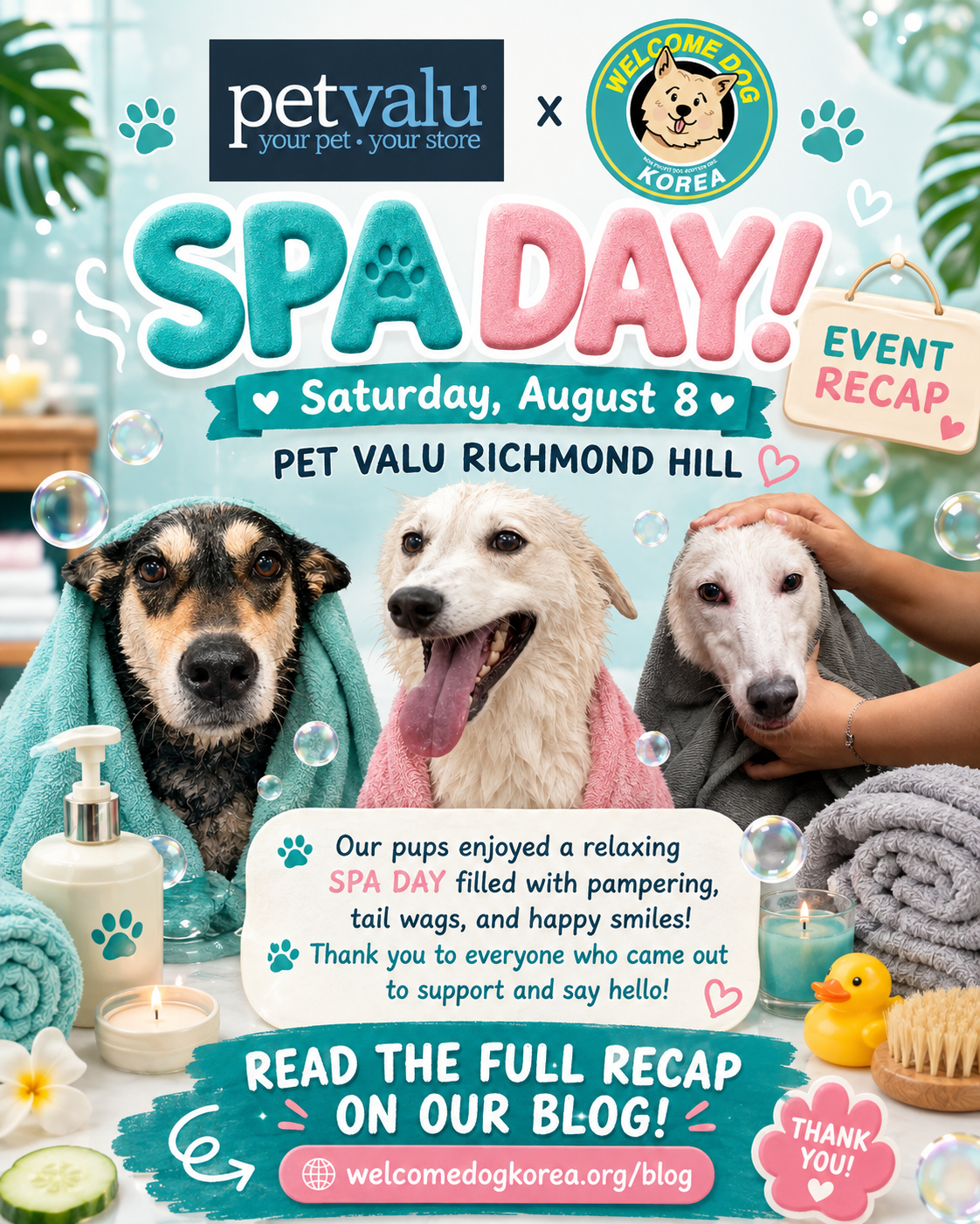 A Pawfect Spa Day: Myungsoo, Howell & Terra at Pet Valu Richmond Hill